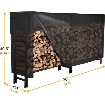 GASPRO 8FT Firewood Rack Outdoor with Cover, Adds Sturdy Middle Upright, Heavy D