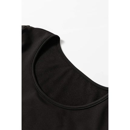 Black Solid Scoop Neck Slim Fit Thermal Top