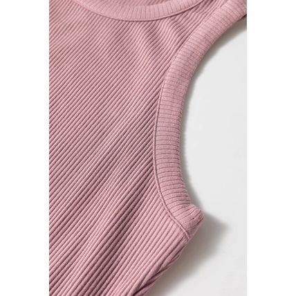 Sepia Rose Ribbed Vest Patchwork Tiered Midi Dress with Pockets