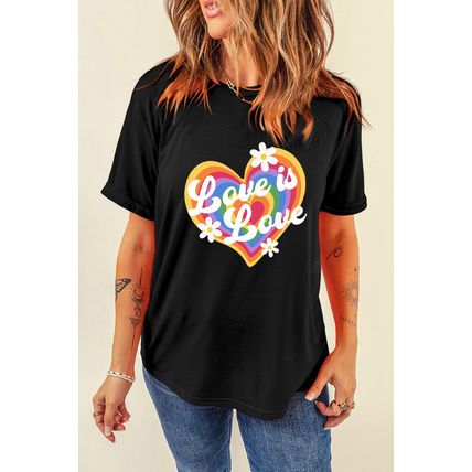 Black Love is Love Rainbow Heart Graphic Crewneck Tee