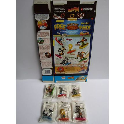 Weetabix - Weetos 2002 Looney Tunes Freeriders Cereal Box & Toy 6 Sealed Models