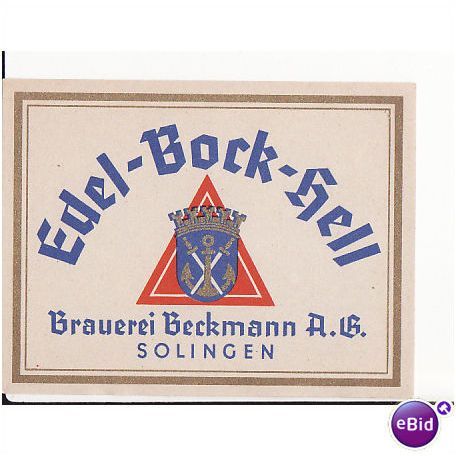 old German beer label - Beckmann Solingen Edel-Bock-hel