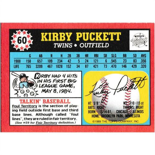 1989 Topps United Kingdom Minis - #60 - Kirby Puckett