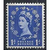 1960 SG611 1d Ultramarine Wilding Wmk Crowns Phosphor Unmounted Mint.