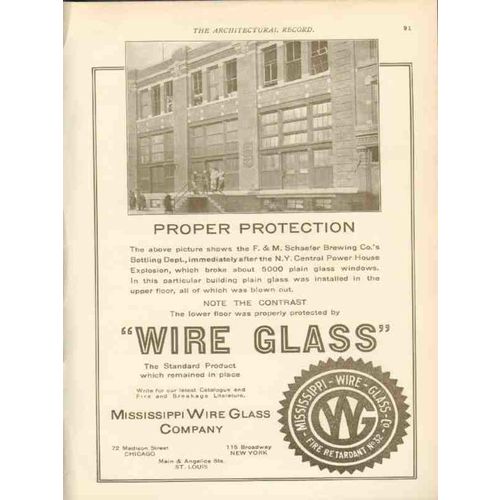 mississippi wire glass company 1911 fm schaefer brewing nyc vintage ad