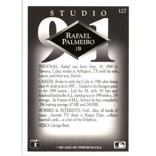 1991 Studio Rafael Palmeiro