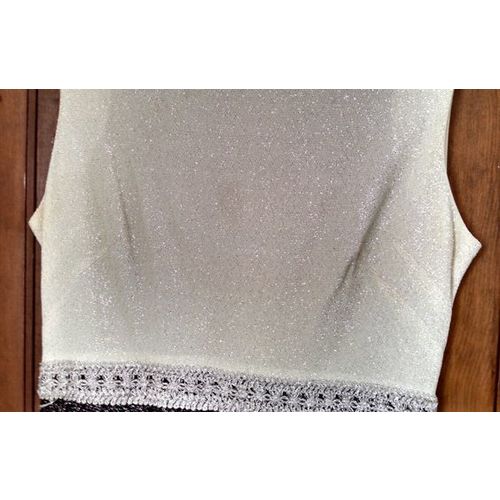 Sparkling 70s black and white shift gown formal prom evening dress lace accents