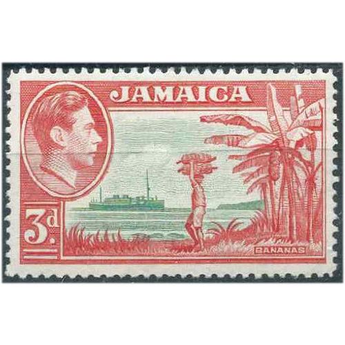 Jamaica 1952 SG126c 3d Green & Scarlet Mounted Mint . ..