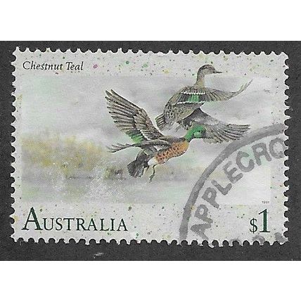 AUS 1991 $1.00 'BIRDS - CHESTNUT TEAL' FINE USED (EBID68-691)
