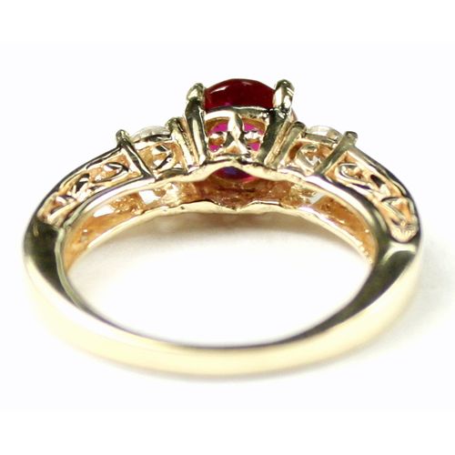 Created Ruby w/ 2 Accents, 10KY Gold Ring, R254