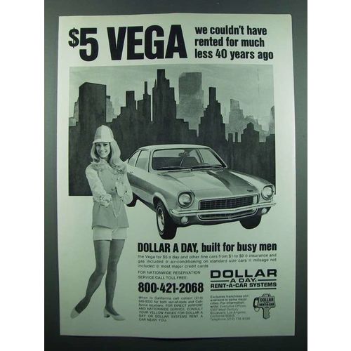 1973 Dollar Rent-A-Car Ad - $5 Vega