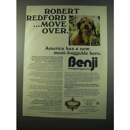 1975 Benji Movie Ad - Robert Redford Move Over