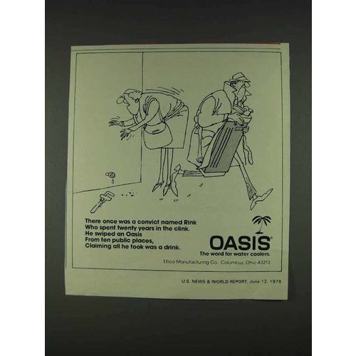 1978 Oasis Water Cooler Ad - Convict Named Rink