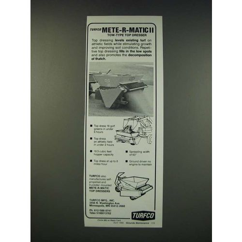 1990 Turfco Mete-r-matic II tow-type top dresser Ad