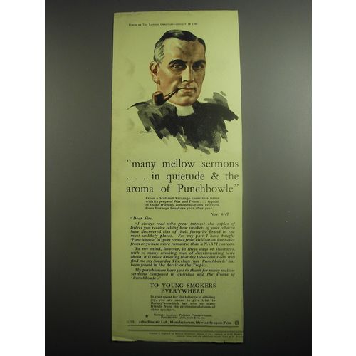 1948 Punchbowle Tobacco Ad - many mellow sermons ..in quietude & the aroma