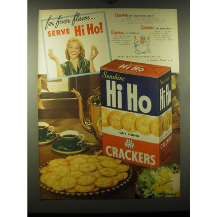 1948 Sunshine Hi Ho Crackers Advertisement - For finer flavor.. Serve Hi Ho