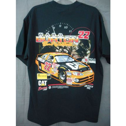 Ward Burton 22 Race Caterpillar Dodge 2 sided T Shirt Checkered Flag Sports