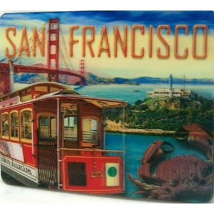 San Francisco with Trolley 3D Fridge Magnet
