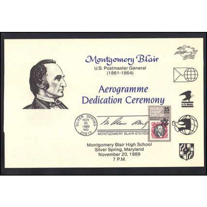 FDC Program/Cover UC62 Blair 2410 EXPO '89/2 Aerrrogramme Box0231