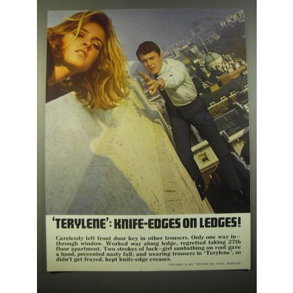 1966 Imperial Chemical Industries Terylene Ad - Terylene: Knife-Edges on Ledges