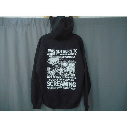 Motorcycle Rider Screaming Skeleton What a Ride that Was! Hoodie Pullover.