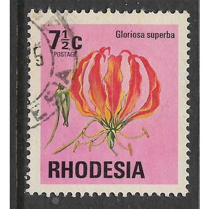 RHODSIA 1974 7 1/2c FLAME LILY SG 495 FINE USED#2