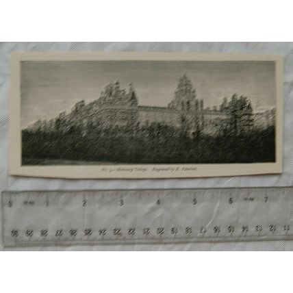 Vintage engraving - No. 3 Holloway College - engraved by R. Paterson