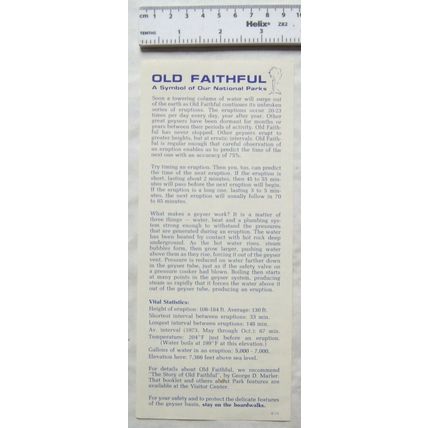 1975 leaflet Old Faithful, A Symbol of Our National Parks
