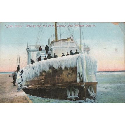 John Crerar Ship Making Last Trip Fort William Ontario Old Postcard
