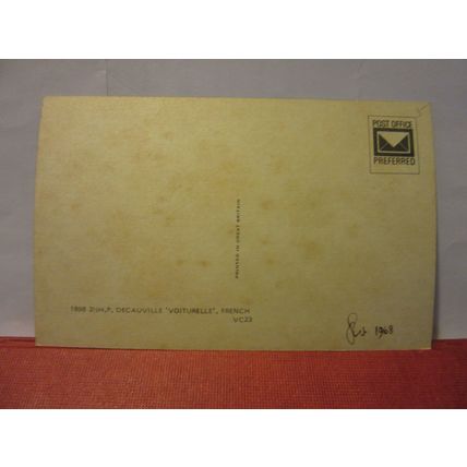 1898 decauville 'voiturelle' French, veteran car unused postcard dated 1968 =