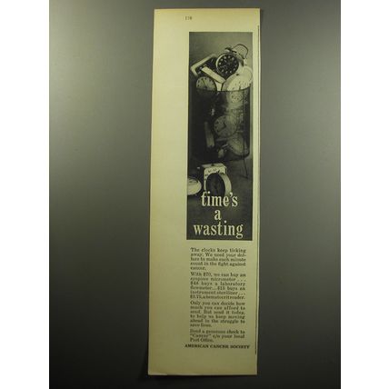 1957 American Cancer Society Ad - Time's a wasting