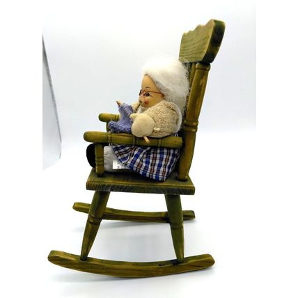 Knitting Grandma in Oversize Rocking Chair Whimsical Farmhouse Style Decor