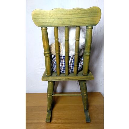 Knitting Grandma in Oversize Rocking Chair Whimsical Farmhouse Style Decor