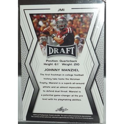 2014 Leaf Draft JOHNNY MANZIEL (Texas A&M/Cleveland Browns) Rookie Card #JMI