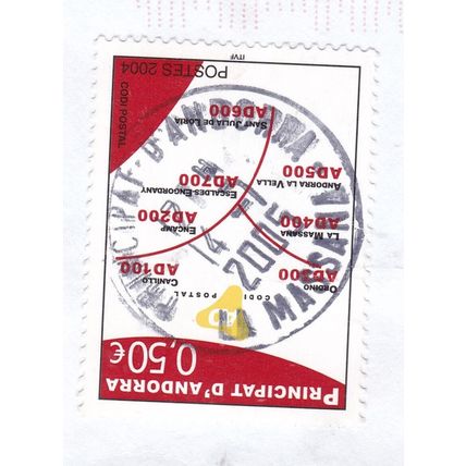 La Massana postmark Andorra 2005 on Town Names + Postcodes 0.50c VGC