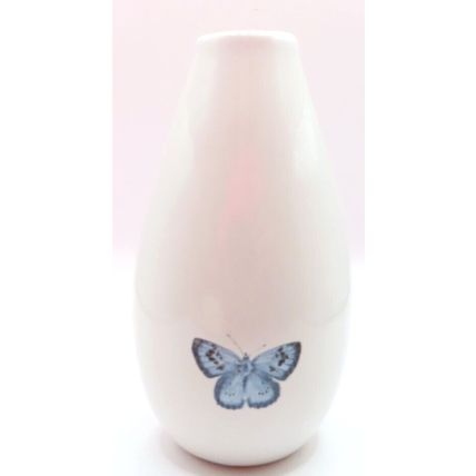 Small Blue & Black Butterfly Detail Vase Bud Small Ceramic 13 CM Gift Home Decor