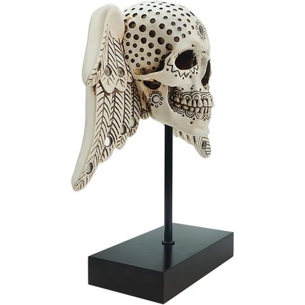 Cyborpon-Winged Decorative Skull w/ Angel Wings on Spindle-9.8"-NEW-SEALED-FAST