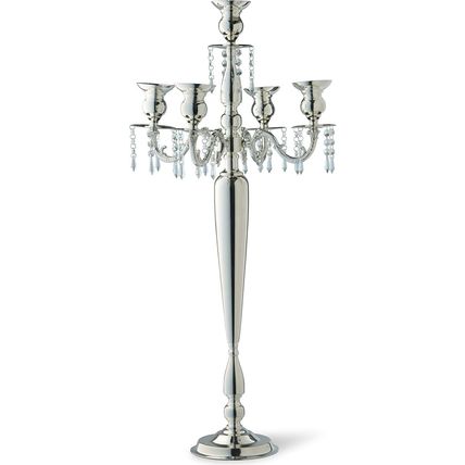 National Tree Company 23 Inch Silver Plated 5 Candle Holder-NEW-SEALED-FAST SHIP