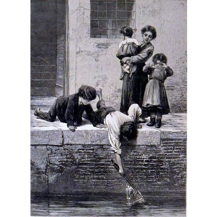TO THE RESCUE 1878 Ludwig Johann Passini VICTORIAN ENGRAVING