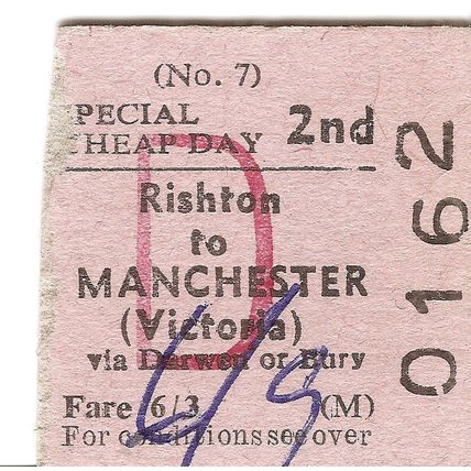 B.R.B. Edmondson Ticket - Rishton to Manchester Victoria