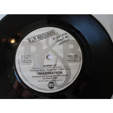 7" 1981 IMAGINATION . FLASHBACK. RBS 206.. BURNIN UP. R& B RECORDS, EXCELLENT