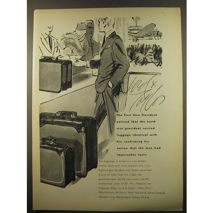1961 Lord & Taylor Atlantic Luggage Ad - The first vice president noticed