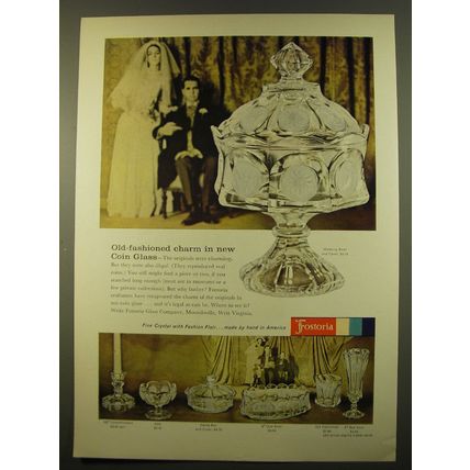1961 Fostoria Wedding Bowl and Cover Ad - Old-fashioned charm in new Coin Glass