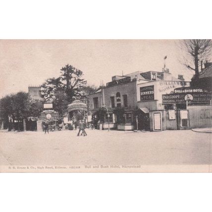 Bull & Bush Hotel Skittles Billiards Hampstead London Old Rare Postcard