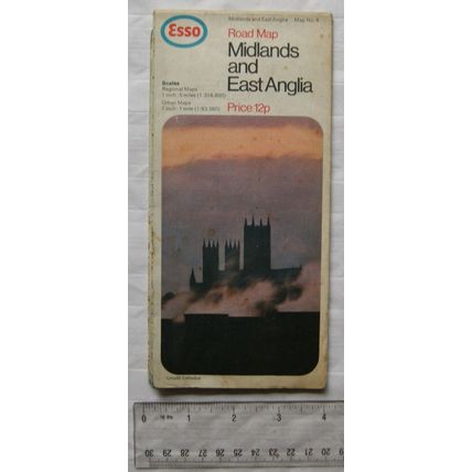 1969 Esso Road Map Section 4 Midlands and East Anglia