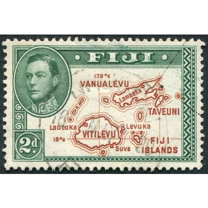 Fiji 1938 2d brown & green Die I SG253 used