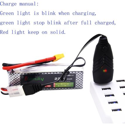 Blomiky 2 Pack XT60 Plug 11.1V 3S 2200Mah Lipo Battery and 1 Charger for RC Evad