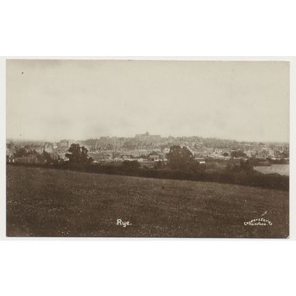 RYE panoramic view East SUSSEX early 20th C. RPPC Coopers