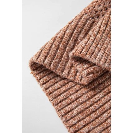 Dark Brown Loose Eyelet V Neck Drop Shoulder Sweater