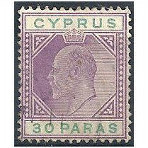 Cyprus 1904 SG63 30 Paras Purple & Green Fine Used